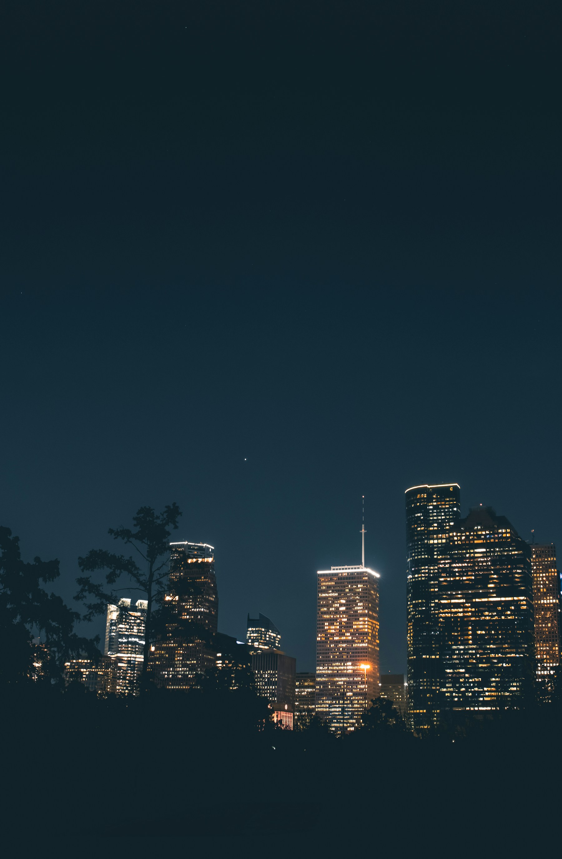 Houston, Texas downtown skyline illuminated at night